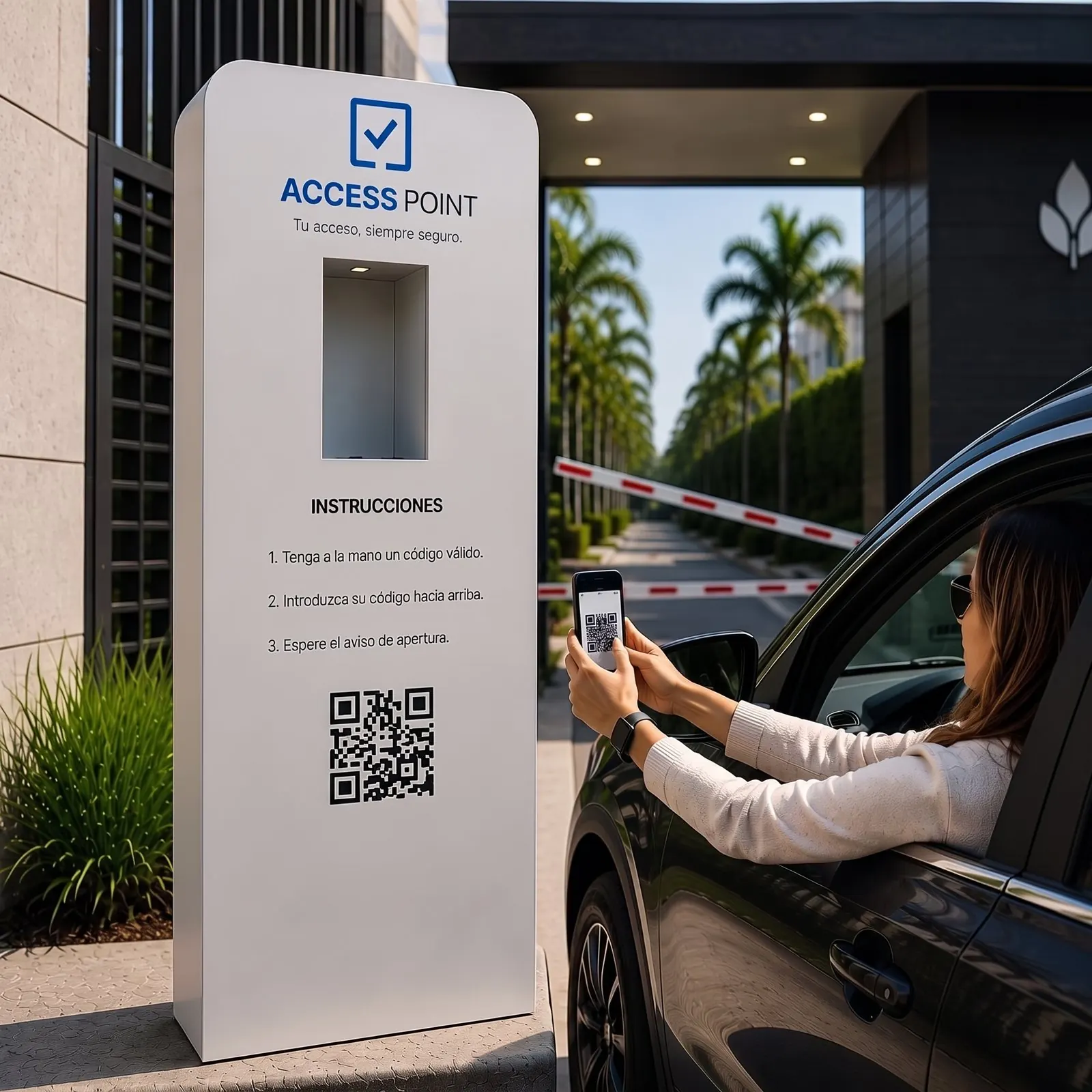 Kiosco Access Point con lectura de código QR desde el auto